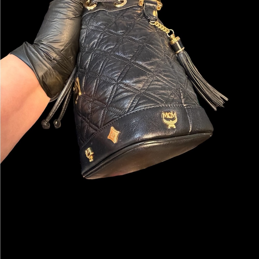 MCM Black Quilted Bucket Crossbody Bag (A752) - Picture 6 of 12
